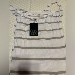 CHASER tank White & Gray Wrap In Back Flowy Med NWT
